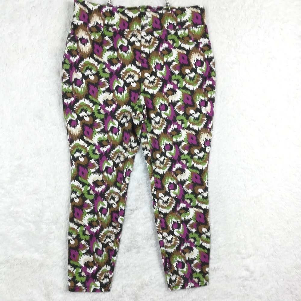Terra & Sky Womens Pants Skinny Legging Crop Splatter Print‎ Pull On Plus 1X 16W